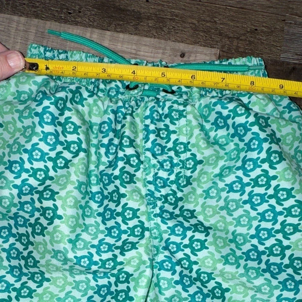 Beach Bros‎ Boys Green Turtle Print Swim Trunks Size 6 Mesh Lined Board Shorts